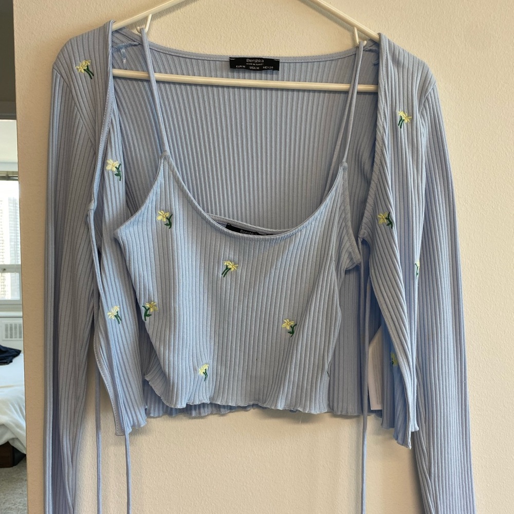 Bershka cropped cardigan with cropped top